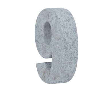 3D render beton 9 numara dokuz. 3D render illüstrasyon.