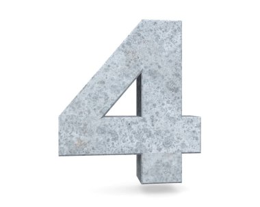 3D render beton sayı 4 dört. 3D render illüstrasyon.