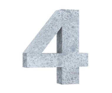 3D render beton sayı 4 dört. 3D render illüstrasyon.