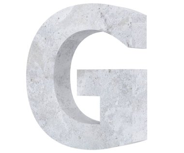 Beton büyük harf G beyaz arka plan üzerinde izole. 3D render illüstrasyon