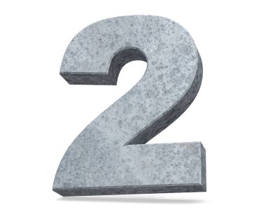 3D render beton sayı 2 iki. 3D render illüstrasyon.