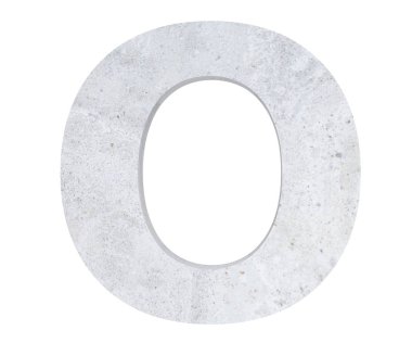 Beton büyük harf O beyaz arka plan üzerinde izole. 3D render illüstrasyon