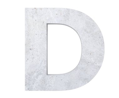 Beton büyük harf D beyaz arka plan üzerinde izole. 3D render illüstrasyon