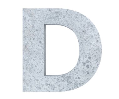 Beton büyük harf D beyaz arka plan üzerinde izole. 3D render illüstrasyon