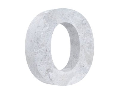 Beton büyük harf O beyaz arka plan üzerinde izole. 3D render illüstrasyon