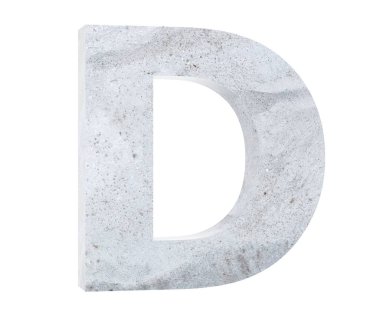 Beton büyük harf D beyaz arka plan üzerinde izole. 3D render illüstrasyon