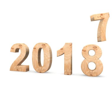 2018 3D illüstrasyon izole beyaz arka plan üzerinde yeni yıl kavramı