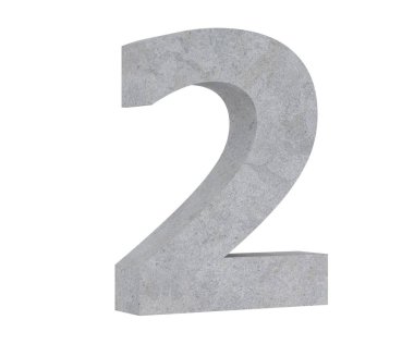 3D render beton sayı 2 iki. 3D render illüstrasyon.