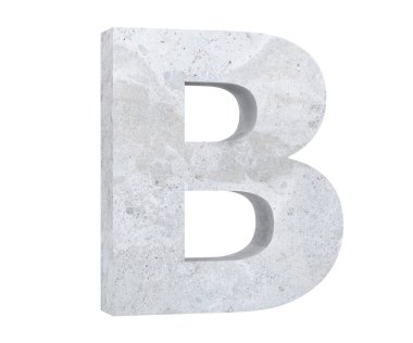 Beton büyük harf B beyaz arka plan üzerinde izole. 3D render illüstrasyon