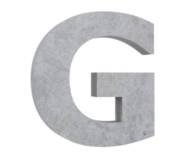 Beton büyük harf G beyaz arka plan üzerinde izole. 3D render illüstrasyon