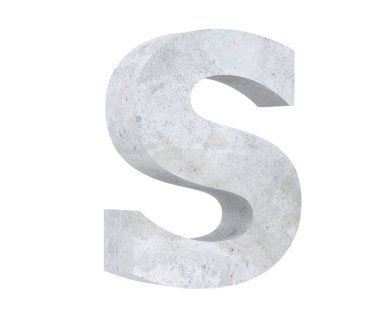 Beyaz arka plan üzerinde izole beton büyük harf S. 3D render illüstrasyon