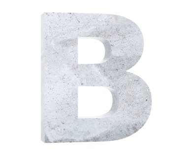 Beton büyük harf B beyaz arka plan üzerinde izole. 3D render illüstrasyon