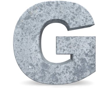 Beton büyük harf G beyaz arka plan üzerinde izole. 3D render illüstrasyon