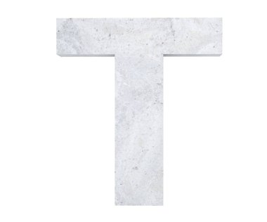 Beton büyük harf T beyaz arka plan üzerinde izole. 3D render illüstrasyon