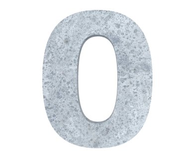 3D render beton numarası 0 sıfır. 3D render illüstrasyon.