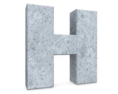Beyaz arka plan üzerinde izole beton büyük harf H. 3D render illüstrasyon