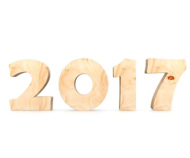 2017 3D illüstrasyon izole beyaz arka plan üzerinde yeni yıl kavramı