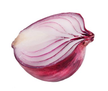 Beyaz arka plan kırpma yolu üzerinde izole bir kuru kırmızı soğan