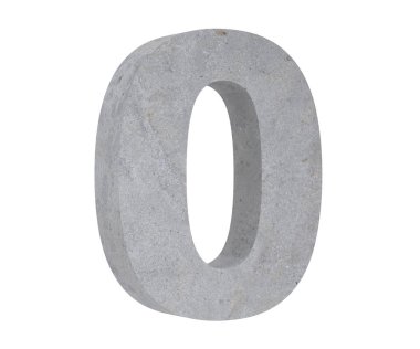 3D render beton numarası 0 sıfır. 3D render illüstrasyon.