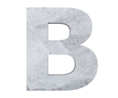 Beton büyük harf B beyaz arka plan üzerinde izole. 3D render illüstrasyon