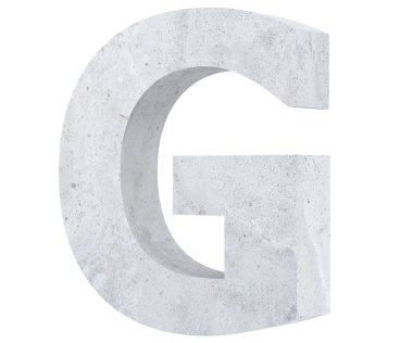 Beton büyük harf G beyaz arka plan üzerinde izole. 3D render illüstrasyon