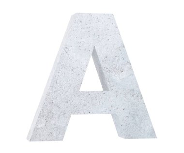Beton büyük harf A beyaz arka plan üzerinde izole. 3D render illüstrasyon