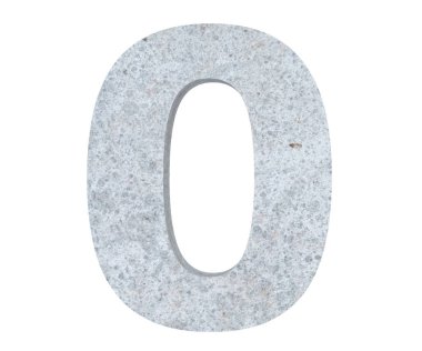 3D render beton numarası 0 sıfır. 3D render illüstrasyon.