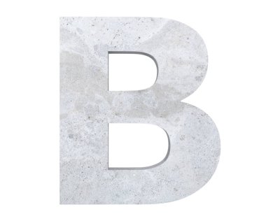 Beton büyük harf B beyaz arka plan üzerinde izole. 3D render illüstrasyon