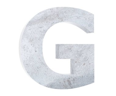 Beton büyük harf G beyaz arka plan üzerinde izole. 3D render illüstrasyon