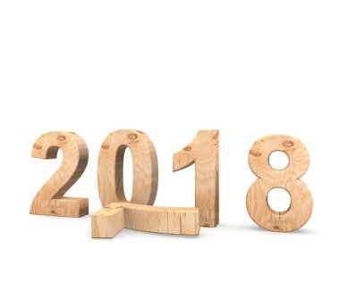 2018 3D illüstrasyon izole beyaz arka plan üzerinde yeni yıl kavramı