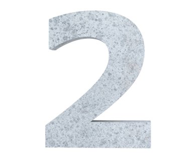 3D render beton sayı 2 iki. 3D render illüstrasyon.