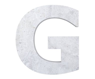 Beton büyük harf G beyaz arka plan üzerinde izole. 3D render illüstrasyon