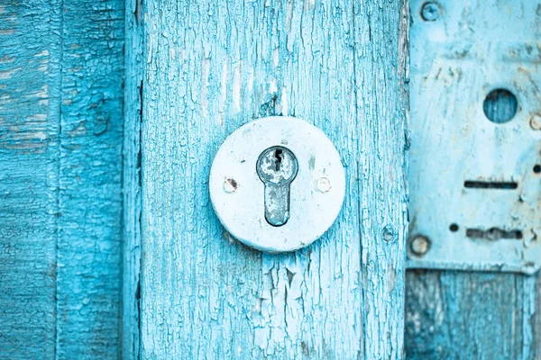 Parte Vieja Puerta Madera Con Cerradura — Foto de Stock