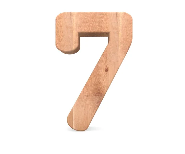 Decorative Wooden Alphabet Digit Seven Symbol Rendering Illustration Isolated White — Stock Photo, Image