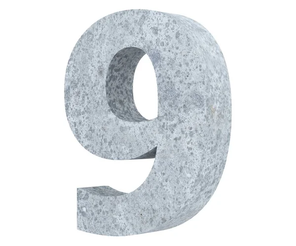 Rendering Concrete Number Nine Render Illustration — Stock Photo, Image