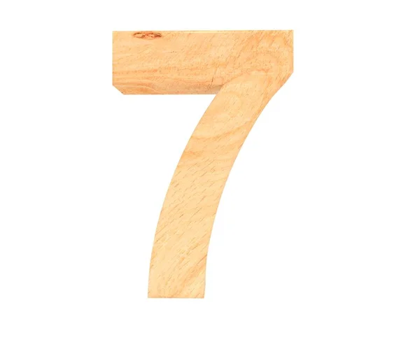 Decorative Wooden Alphabet Digit Seven Symbol Rendering Illustration Isolated White — Stock Photo, Image