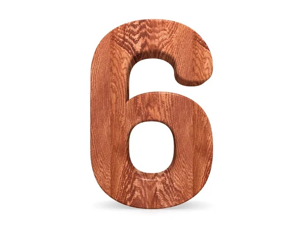 Alfabeto Madeira Decorativa Dígito Seis Símbolo Ilustração Renderização Isolado Sobre — Fotografia de Stock