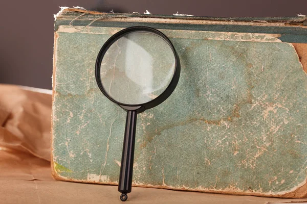 Old Book Magnifying Glass — Stock Photo, Image