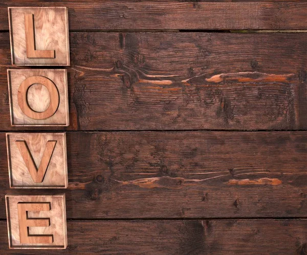 Wooden Letters Forming Word Love Written Wooden Background Valentine Day — Stock Photo, Image