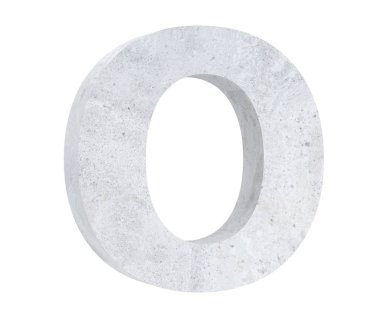 Beton büyük harf O beyaz arka plan üzerinde izole. 3D render illüstrasyon