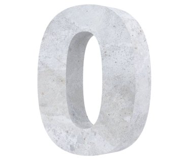 3D render beton numarası 0 sıfır. 3D render illüstrasyon.