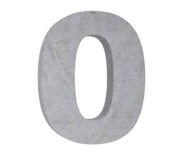 3D render beton numarası 0 sıfır. 3D render illüstrasyon.