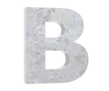 Beton büyük harf B beyaz arka plan üzerinde izole. 3D render illüstrasyon