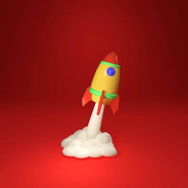 Ilustración Renderizado Escultura Cohete Espacial Dibujos Animados —  Fotos de Stock