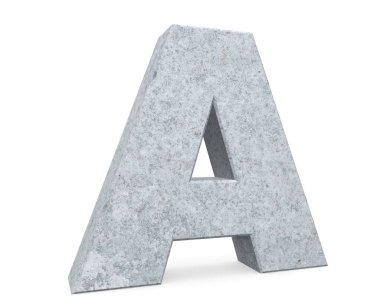 Büyük harf - beyaz arka plan üzerinde izole A beton. 3D render illüstrasyon