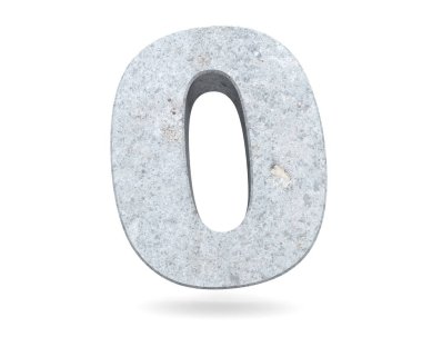 3D render beton numarası 0 sıfır. 3D render illüstrasyon.