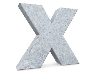Beton büyük harf - X izole üzerinde beyaz arka plan. 3D render illüstrasyon