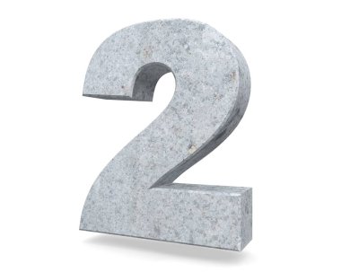 3D render beton sayı 2 iki. 3D render illüstrasyon.