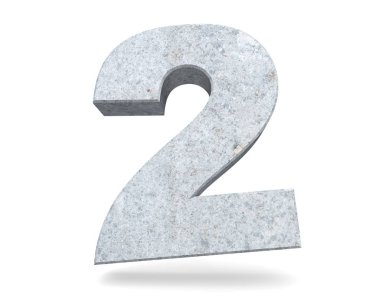 3D render beton sayı 2 iki. 3D render illüstrasyon.