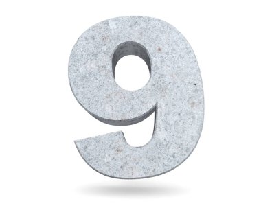 3D render beton 9 numara dokuz. 3D render illüstrasyon.